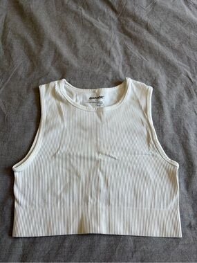 Garage White Ribbed Cropped Tank Top